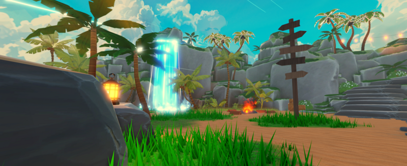 Tropical waterfall island